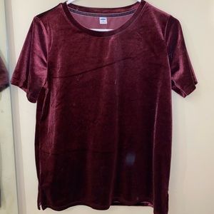 Oversized burgundy Faux velvet shirt